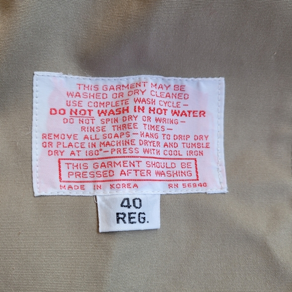 Woodmere Mens Trench Coat Sz 40 R Removable Lining Tan Buttons Pockets VTG Korea - Picture 7 of 14